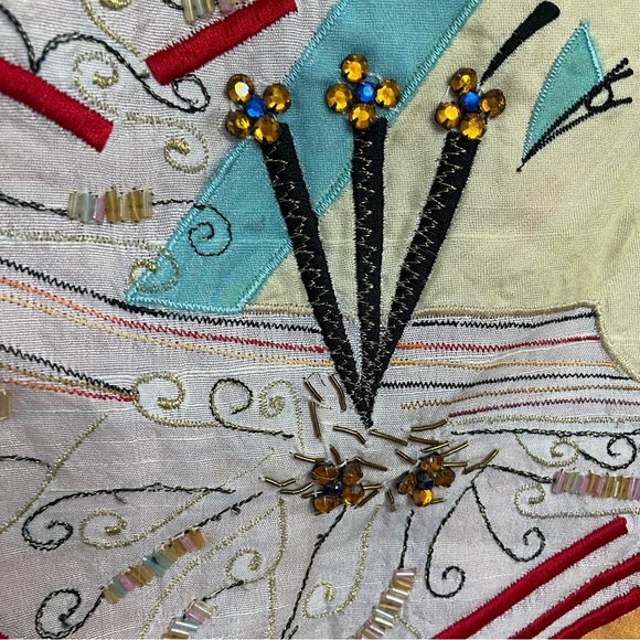 Vtg Florissant Medium New York Long Sleeve Embroidered Shirt Jacket Artsy Silk - Picture 5 of 12